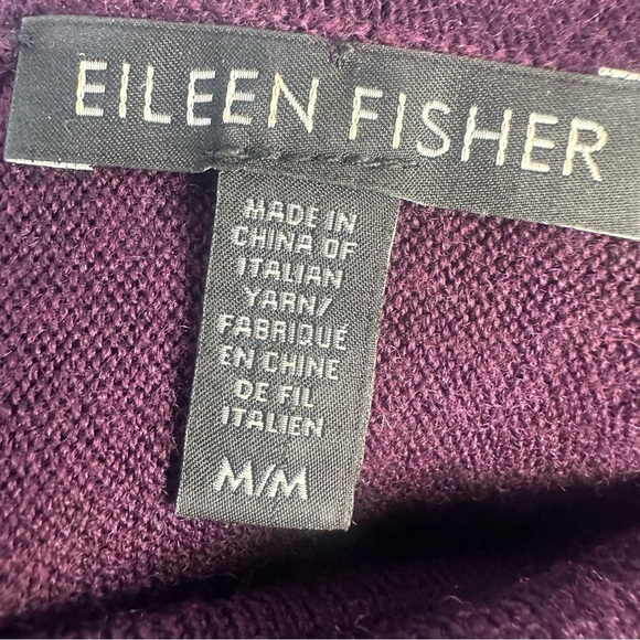 Eileen Fisher Italian Merino Wool Asymmetrical Turtleneck Sweater Size Medium - Picture 2 of 5